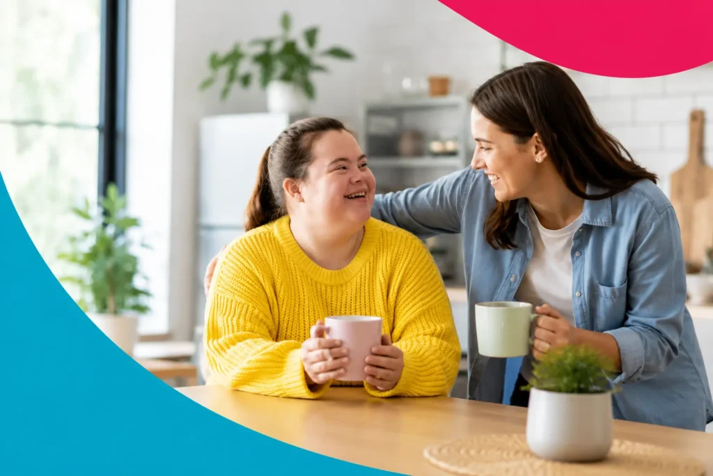 A person with ADHD sitting with a physio at home